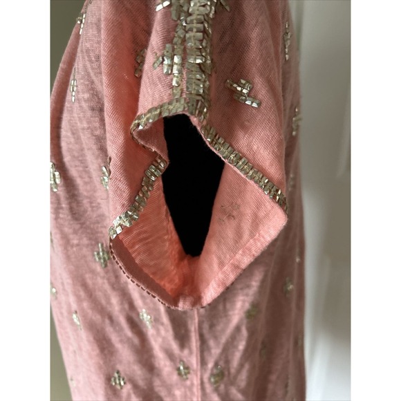 Calypso Saint Barth Linen knit Embroidered Stud Short Sleeve Top coral Size XS - Picture 11 of 15